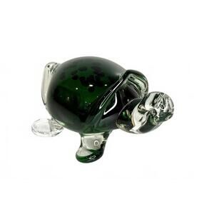 Vintage Murano Style Green Turtle Glass Sculpture Hand Blown Figurine
